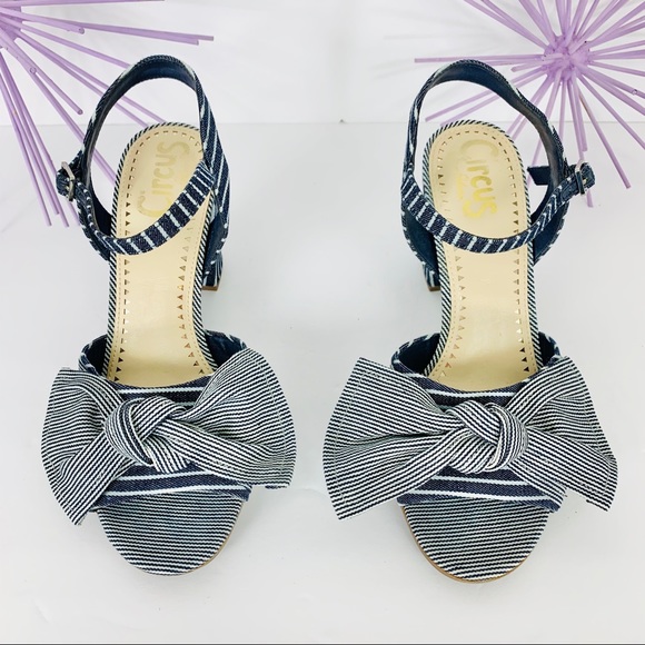 Circus Sam Edelman EVA / Bow Blue White Chunk Heel - Picture 3 of 9